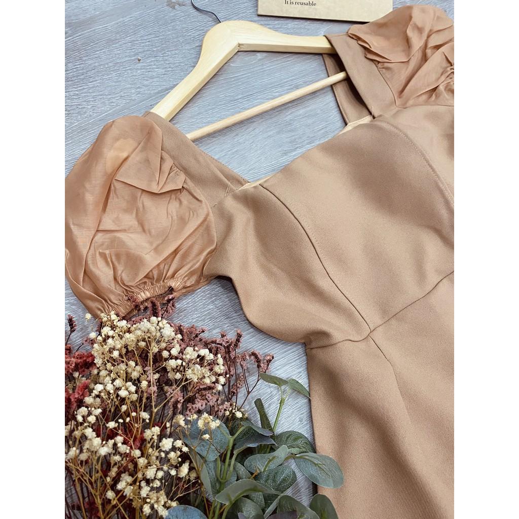 Đầm nude phối tay kiếngđi chơi đi tiệc đám cưới, du lịch sang chảnh cao cấp PVC