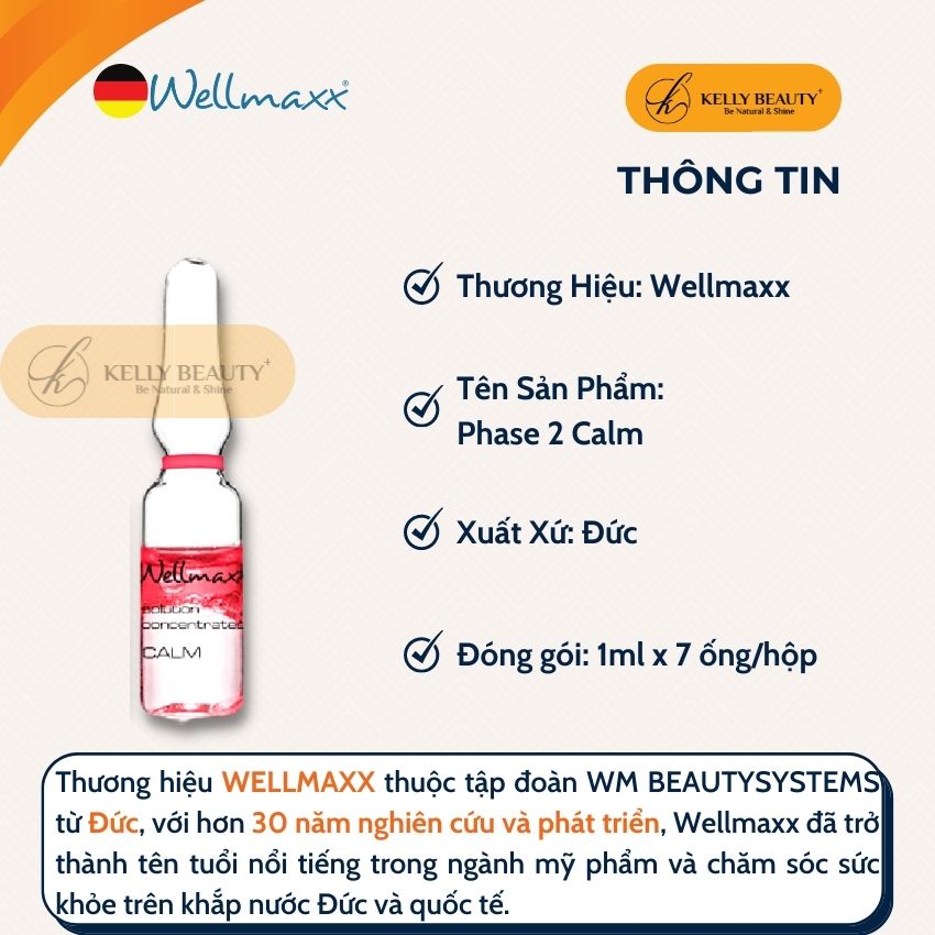 Huyết Thanh Phục Hồi Da Phase 2 Calm WELLMAXX - Làm Dịu Da Kích Ứng, Đỏ, Châm Chích; Ngừa Giãn Mao Mạch | Kelly Beauty