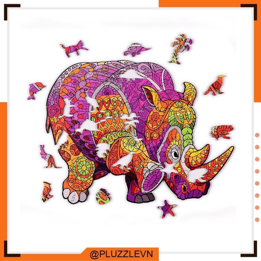 PLUZZLE Bộ xếp hình gỗ thông minh puzzle đồ chơi ghép hình - Tê giác - PZ252