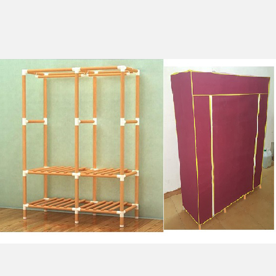 Tủ vải đựng quần áo khung gỗ 2 BUỒNG