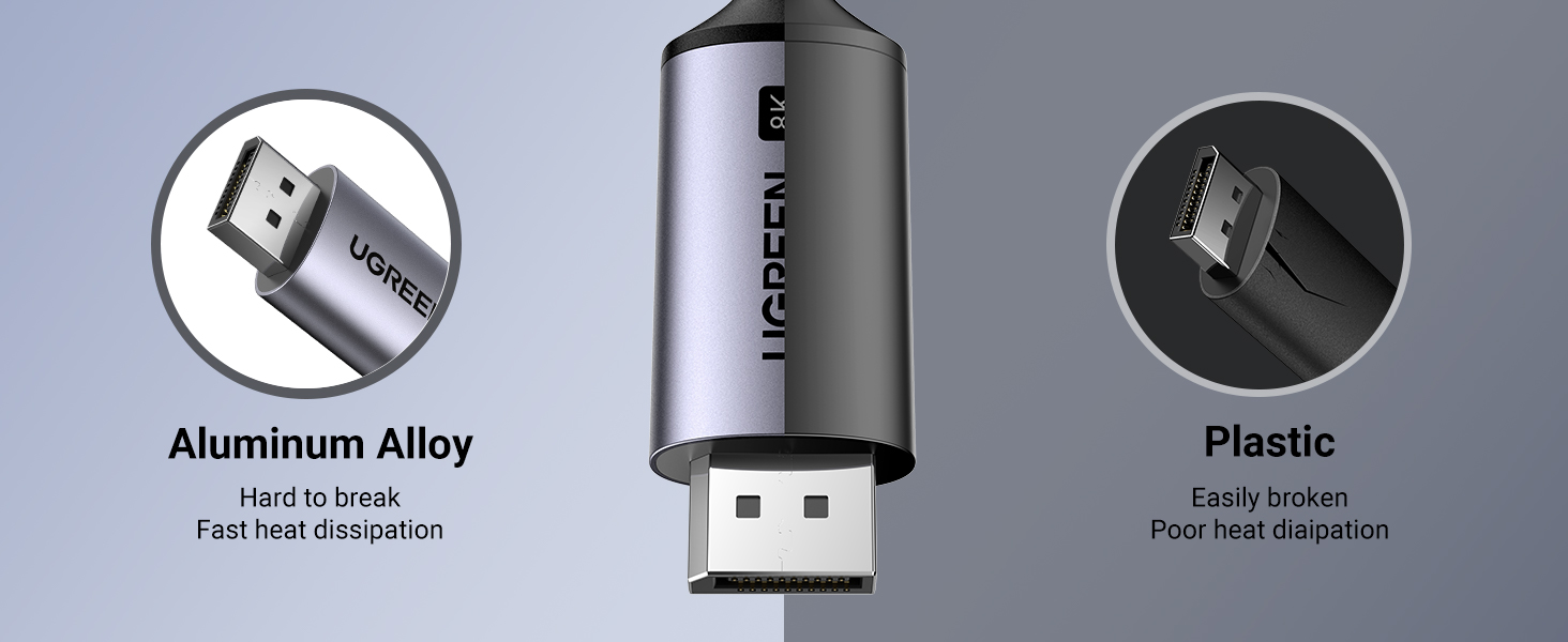 Cáp chuyển USB-C to Displayport 1.4 8K 60Hz, 4K 240Hz dài 1m Ugreen 25157 hàng chính hãng