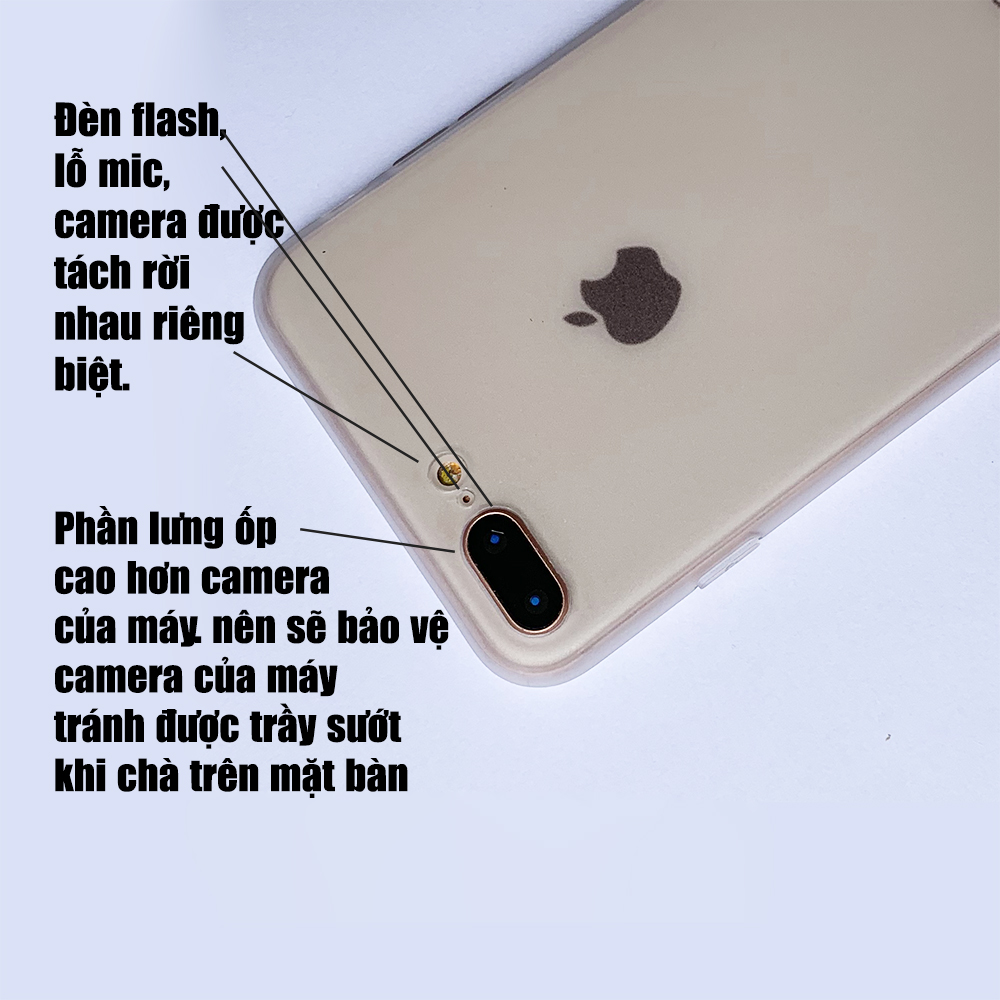 Ốp lưng viền dẻo trắng sần nhám cao cấp dành cho iPhone 7 Plus vs iPhone 8 Plus