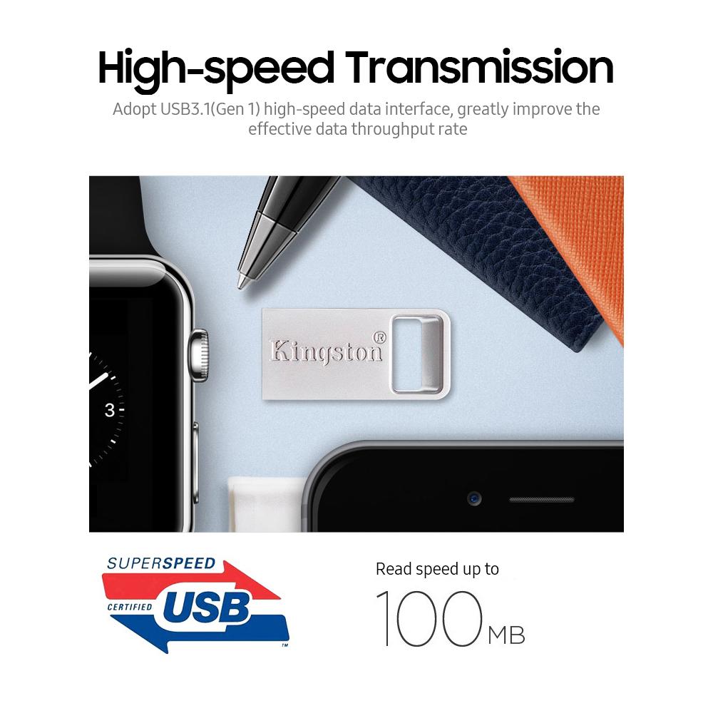 Ổ đĩa kim lọai Kingston DTMC3 64GB USB 3.1/flash USB di động chống va đập,chống mài mòn đĩa U lên đến 100MB / giây tốc độ đọc 64GB