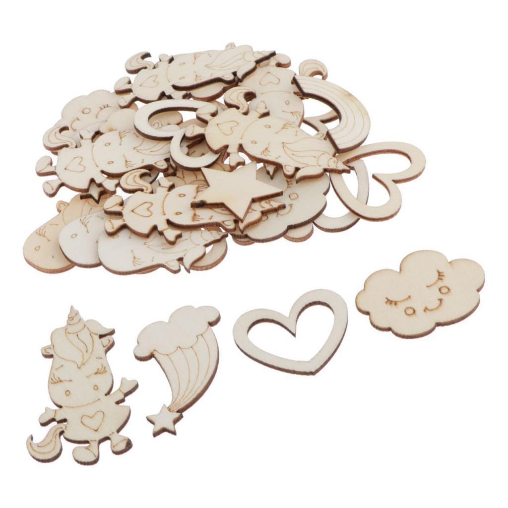 30x Bulk Wooden Shapes Blank Wood Hearts Art Craft Card Making