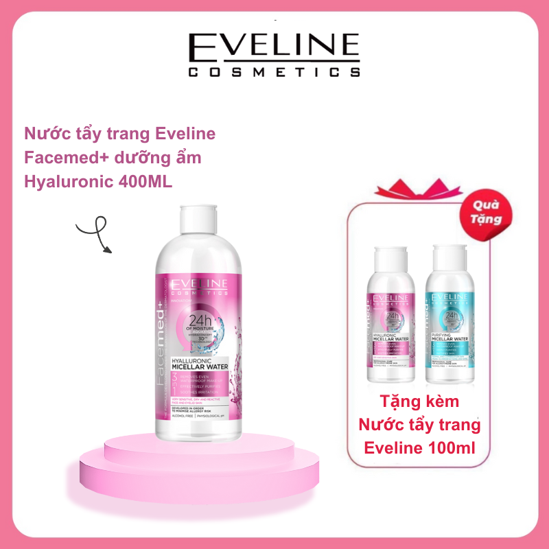 Tặng Nước Tẩy Trang 100Ml Nước Tẩy Trang Không Cồn Da Cho Da Khô Và Nhạy Cảm Eveline - 400Ml