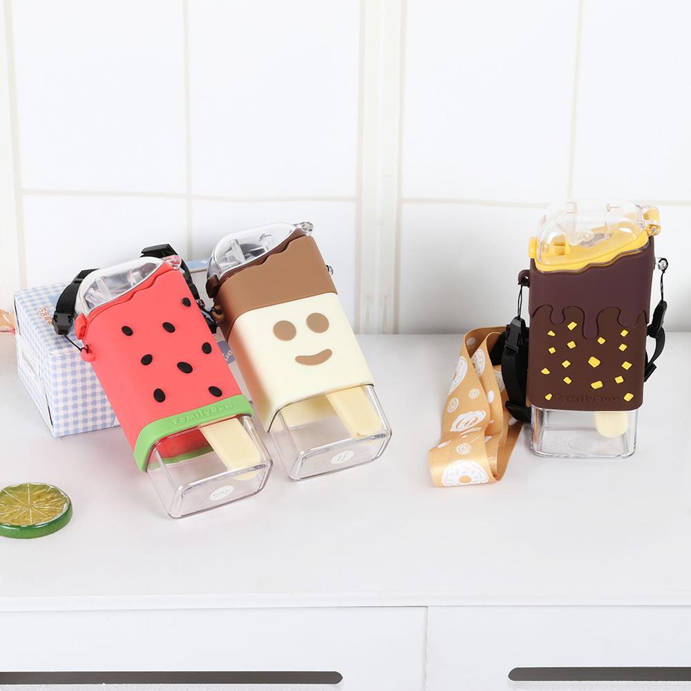 Bình Nước Làm Kem Ấm Siêu Sáng Tạo Phong Cách Dễ Thương Dưa Hấu Cốc Có Dây Ống Hút 300Ml Di Động Cho Cho Bé Mẫu Giáo Trẻ Em