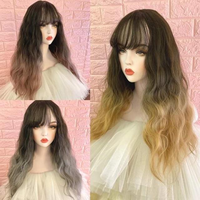 Tóc giả xù ombre cao cấp - Tặng lưới chùm tóc