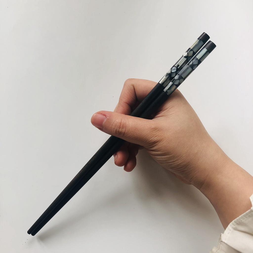 ĐũaGỖ MUN 24.5cm Cán Khảm Trai Sang Trọng, Đũa Gỗ Tự Nhiên Phong Cách Nhật Bản,Chụp Ảnh Trang Trí
