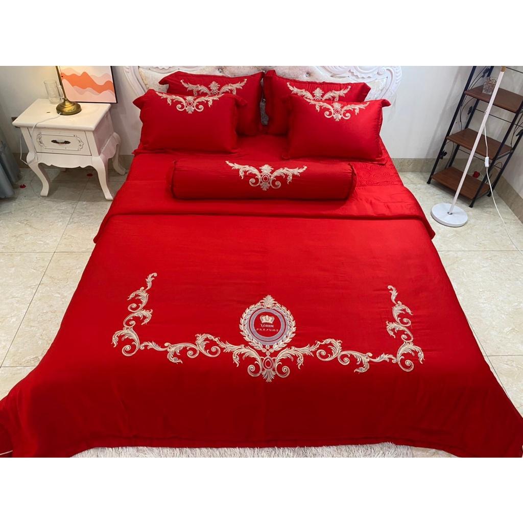 BỘ CHĂN GA LỤA THÊU 7 MÓN CAO CẤP