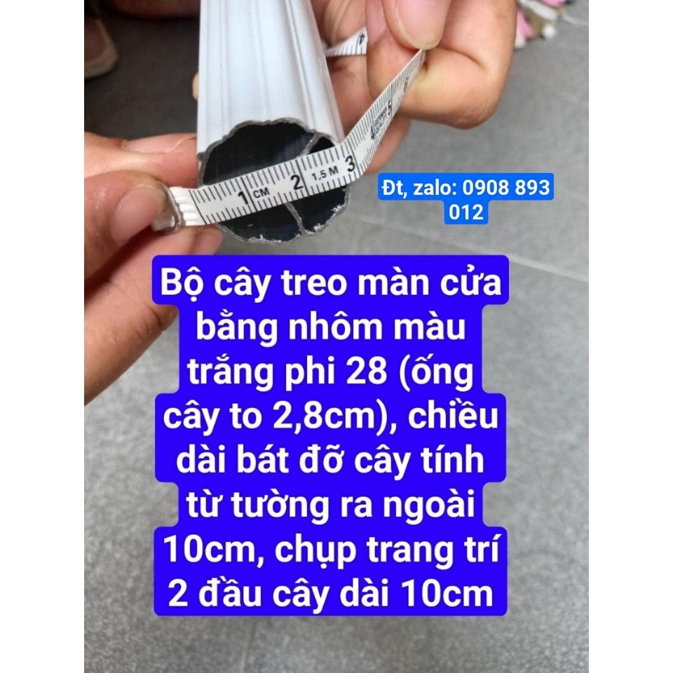 Bộ Thanh Treo Rèm Cửa Phi 28 Bằng Nhôm Trắng Đủ Phụ Kiện Đi Kèm Nhiều Kích Thước