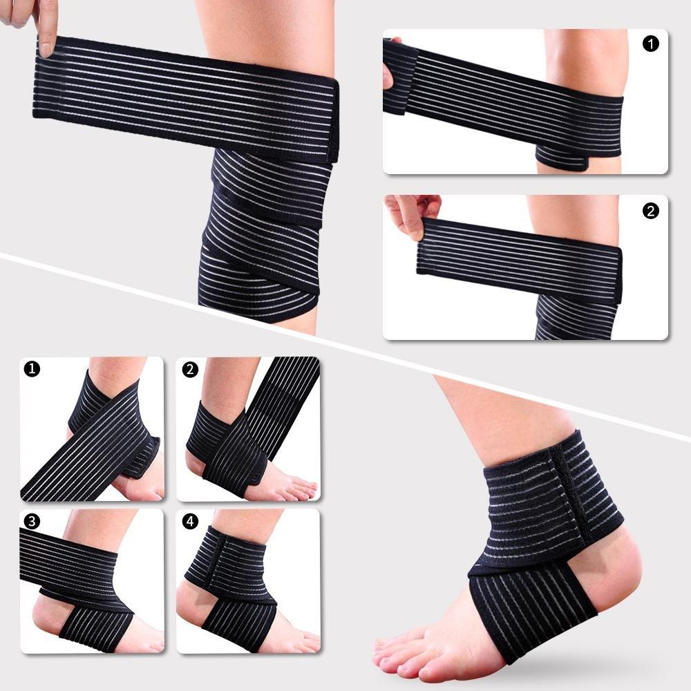 1PCS Tay áo nén Băng Băng đàn hồi, Nén có thể điều chỉnh Bọc chân để ổn định dây chằng, đau khớp, thể thao Color: Black Size: 70cm