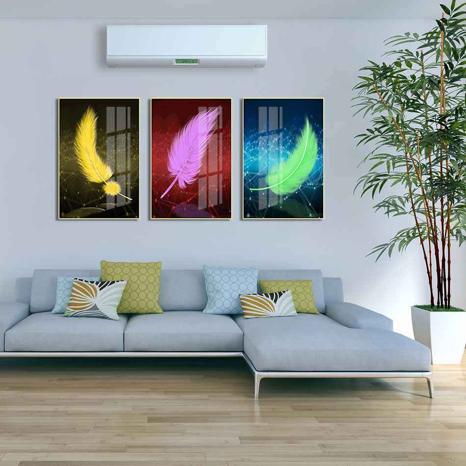 Bộ 3 tranh mica cao cấp Lông vũ - MK055