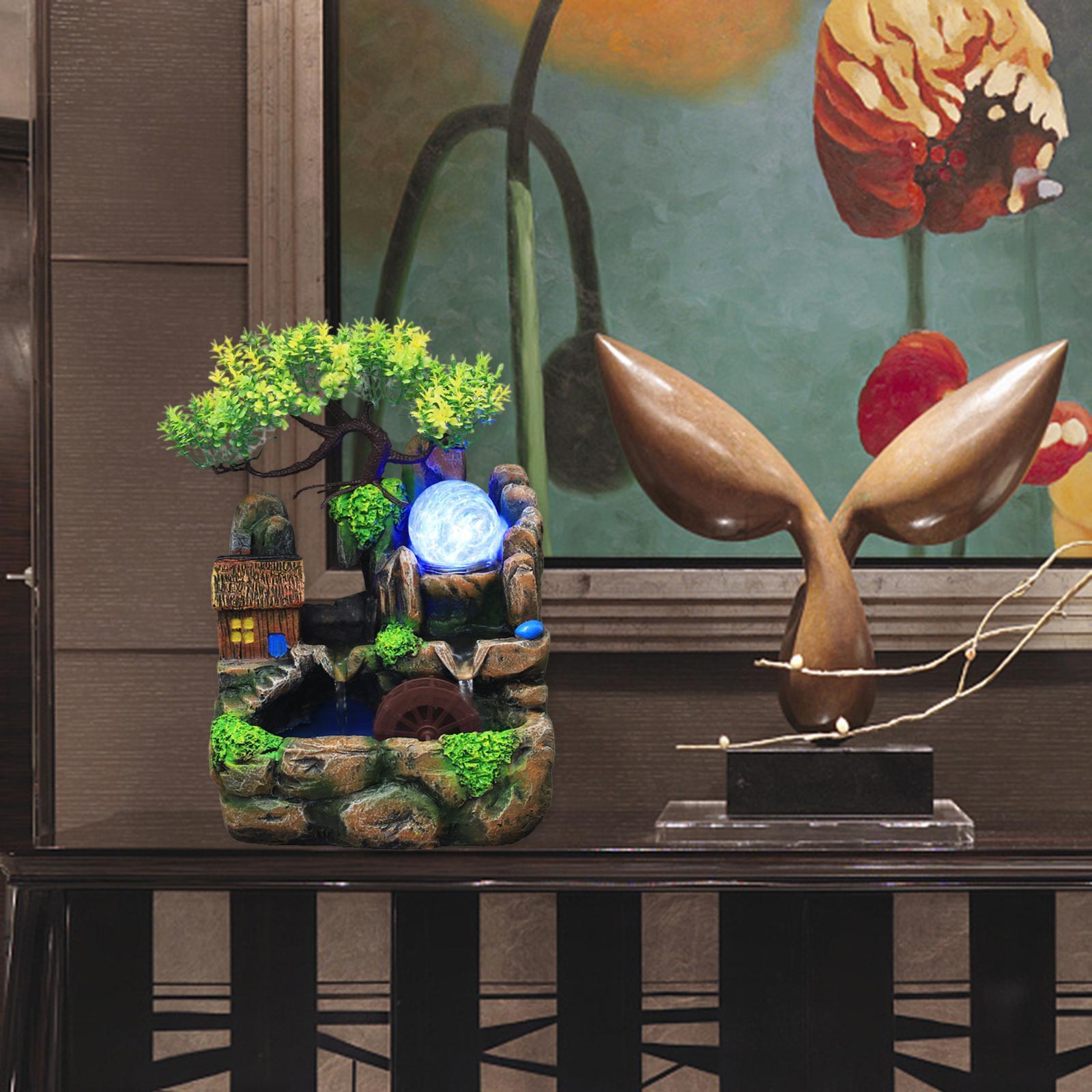 Creative Waterfall Fountain Rockery LED Lights Indoor Meditation