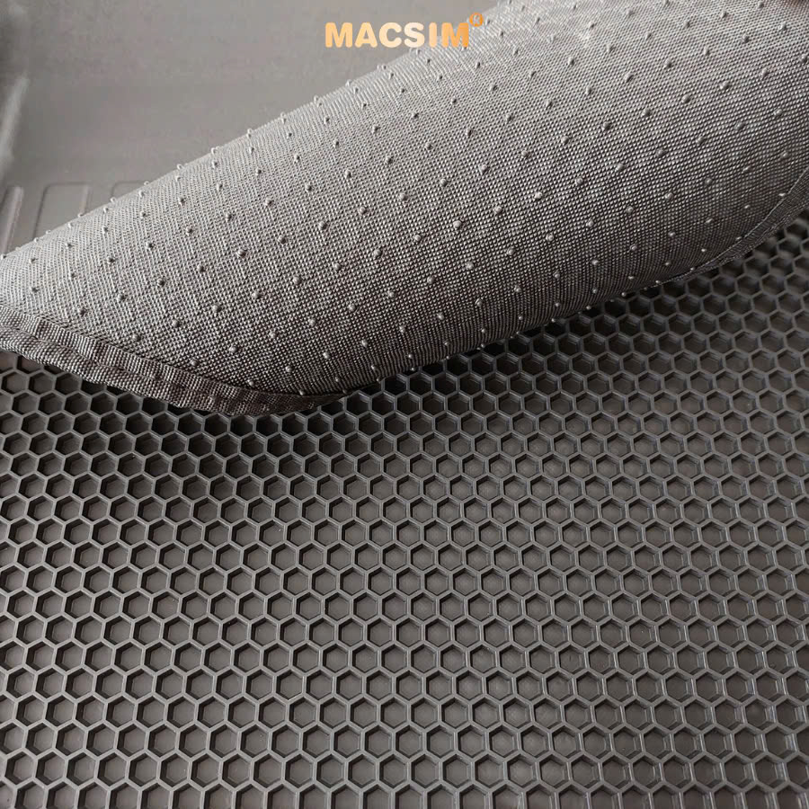 Thảm ô tô sd1 2 lớp dạng lưới lục giác Mazda CX8 màu đen - bề mặt cao su siêu sạch - Macsim