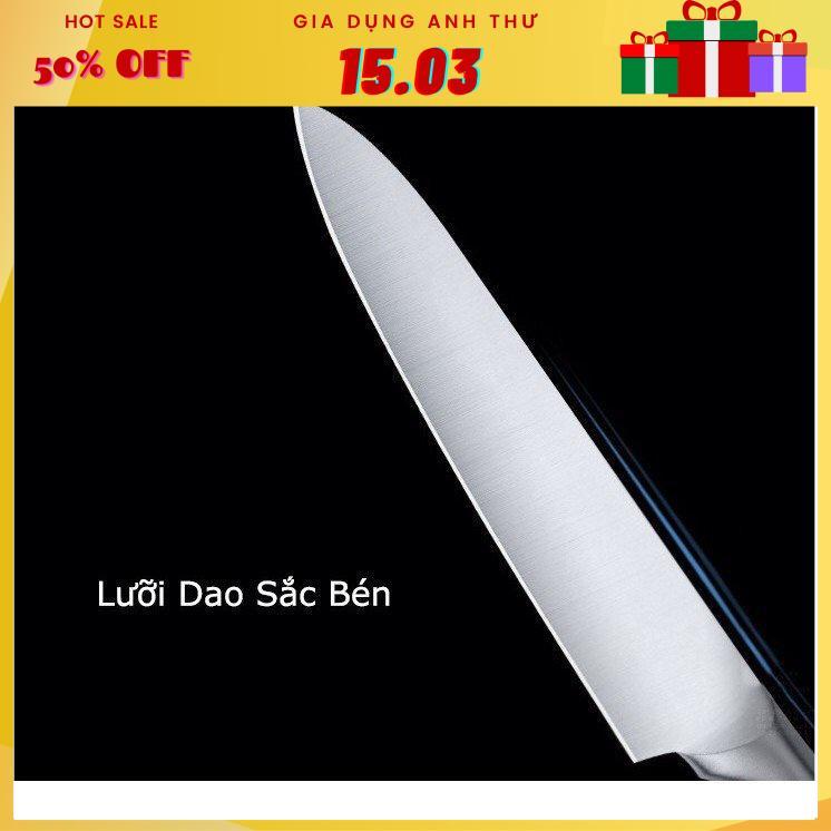 Bộ Dao Kéo 6 Món Nhà Bếp Nhật Bản Cao Cấp Chất Liệu Inox Chống Gỉ Có Đế Đựng Dao