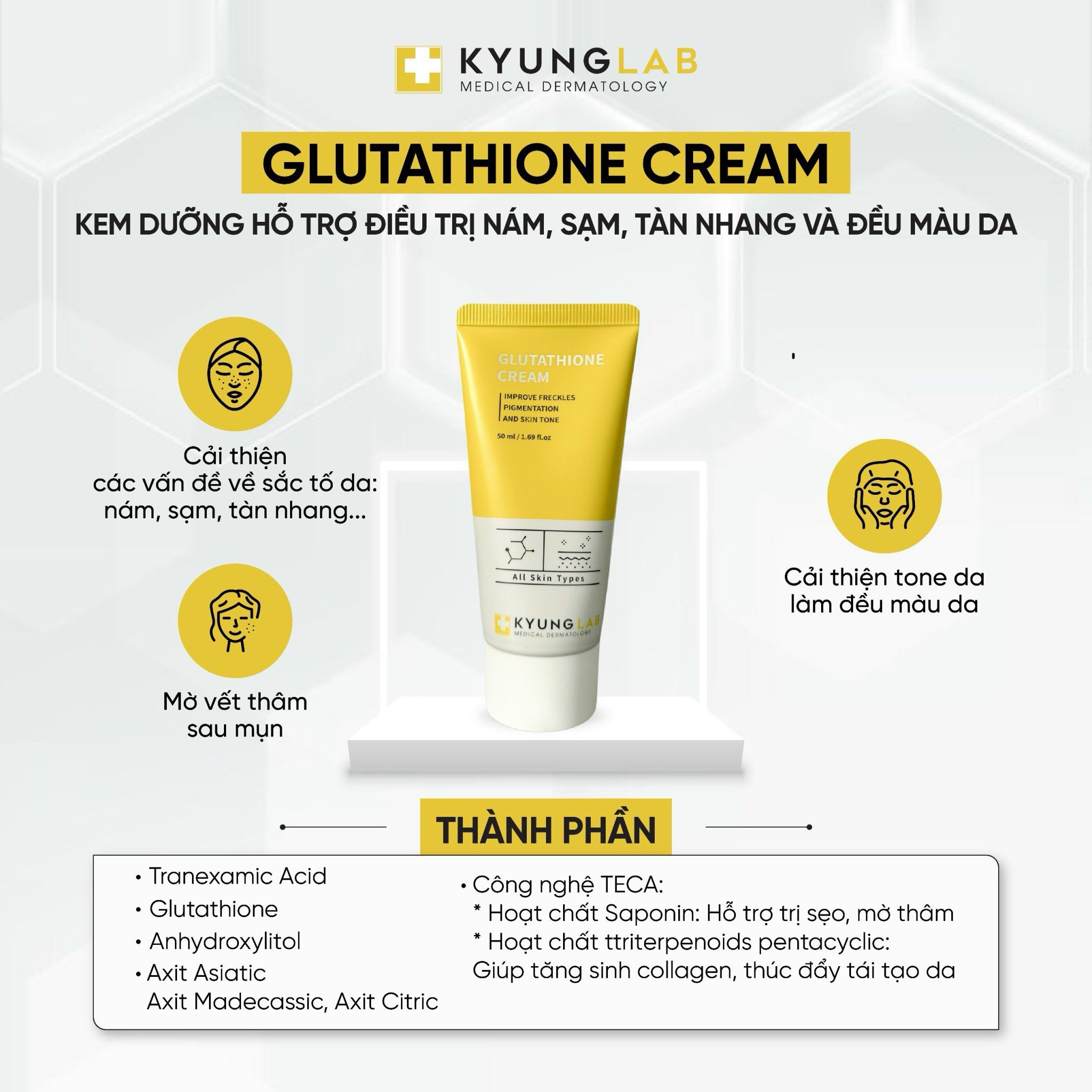 Kem nám dưỡng trắng mờ thâm KyungLab Glutathione Cream( C/50ML)