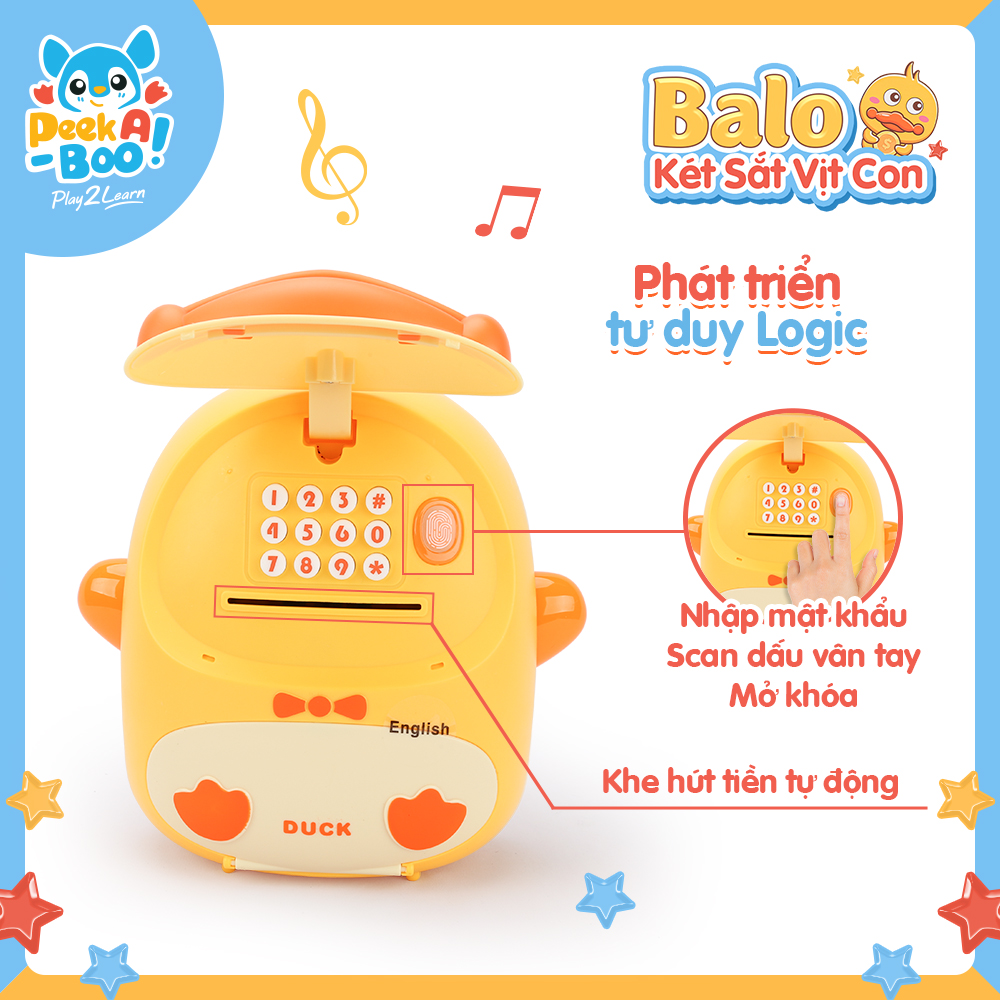 Đồ Chơi PEEK A BOO Đồ Chơi Balo Két Sắt Vịt Con Cho Bé-Vàng PAB023Y