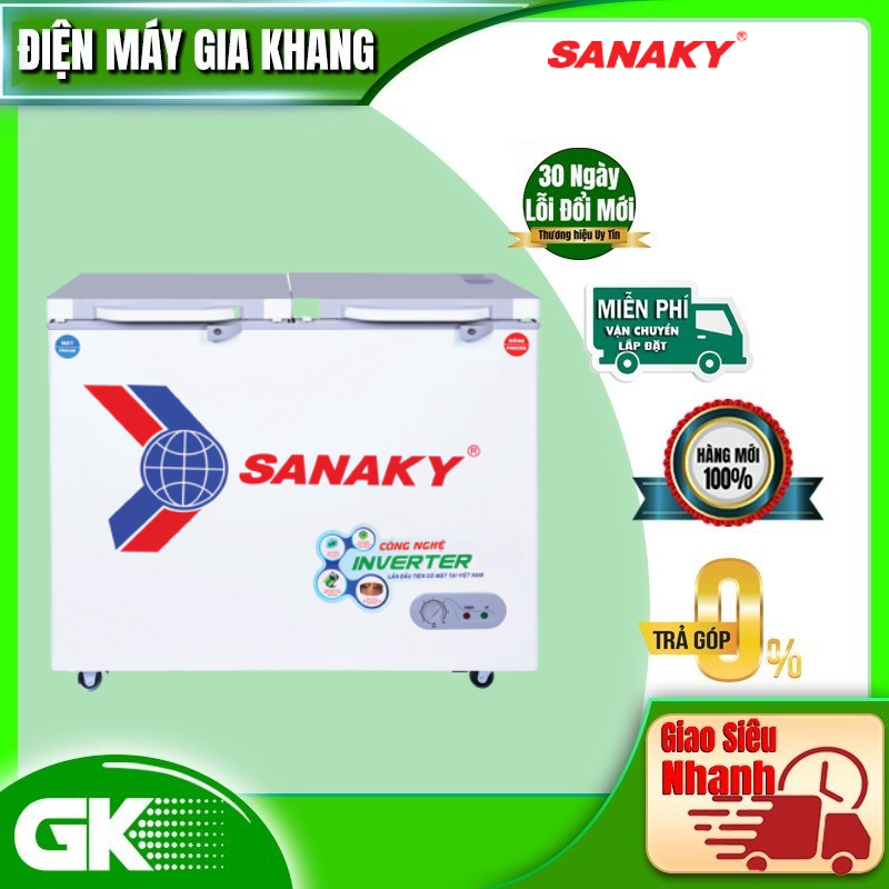 Tủ đông Sanaky Inverter 195 lít 1 ĐÔNG 1 MÁT 2 CỬA MỞ VH-2599W4K - HÀNG CHÍNH HÃNG - CHỈ GIAO HCM