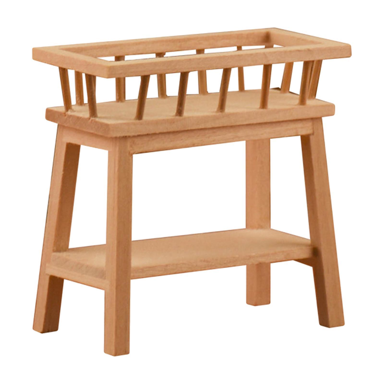 Wooden 1:12 Dollhouse Furniture Flower Stand Model Dining Decor