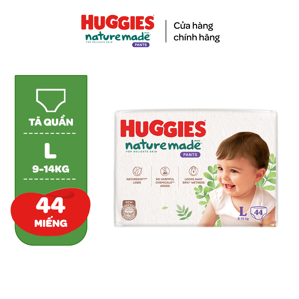 Tãbỉm Quần Huggies Platinum Naturemade M58L44Xl38Xxl26 - Gói Super Jumbo &Amp; Jumbo - L44 Quần