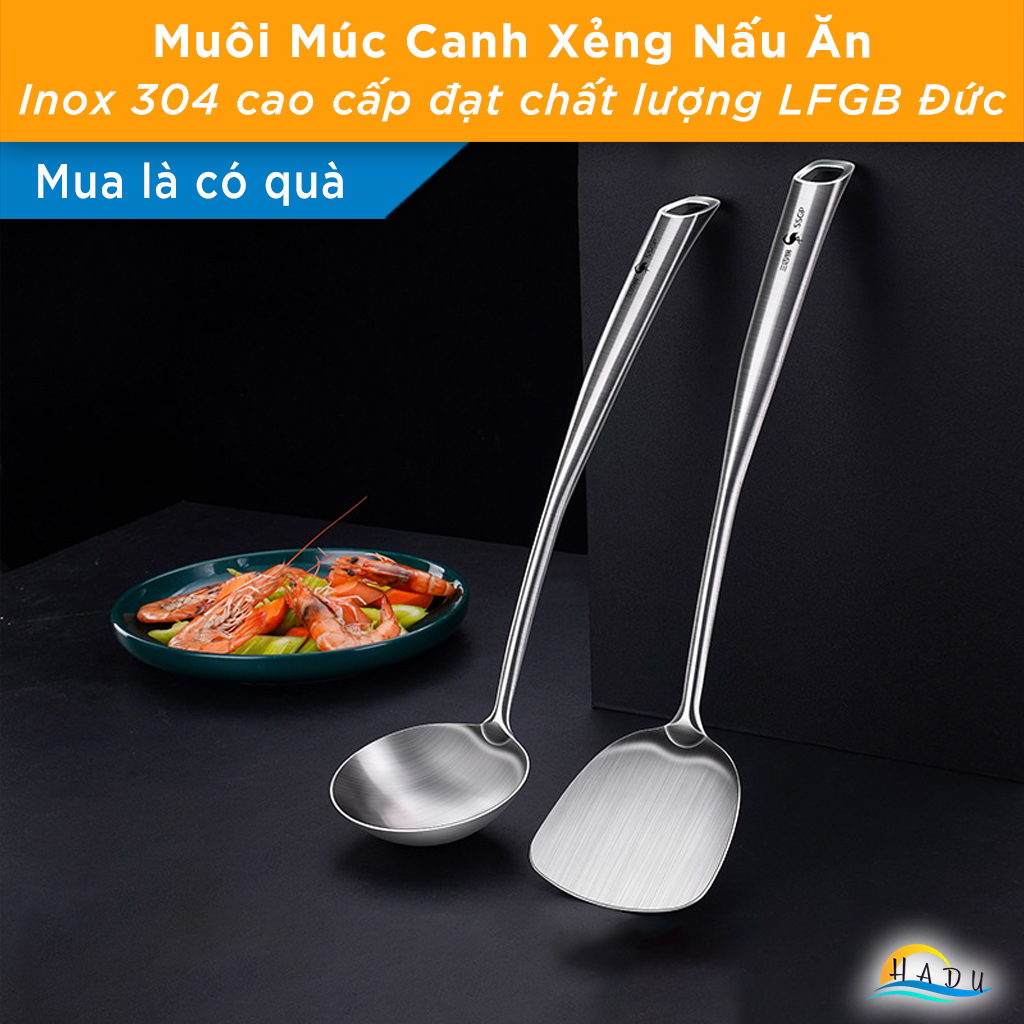 Muôi Múc Canh Xẻng Nấu Ăn Inox 304 Chịu Nhiệt Cao Cấp Đạt Chất Lượng LFGB Đức SSGP