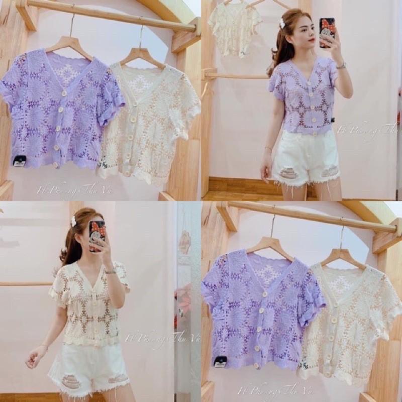 Áo ren hoa croptop xinh xắn