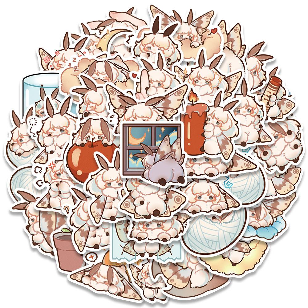 Sticker bướm đêm chibi hoạt hình cute trang trí mũ bảo hiểm, guitar, ukulele, điện thoại, sổ tay, laptop-mẫu S81