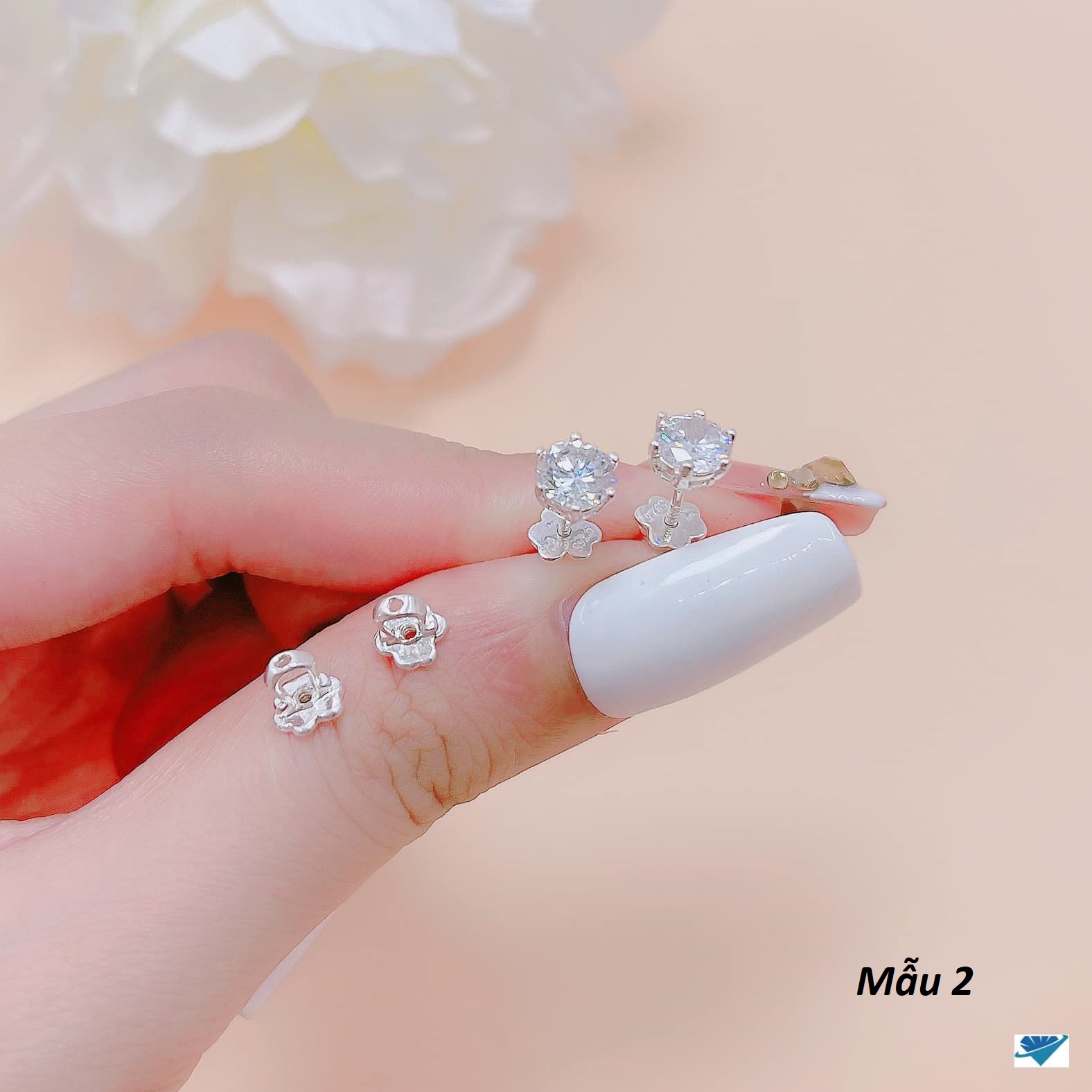 Bông tai bạc chốt ren xoáy chất liệu bạc s925 MS070x
