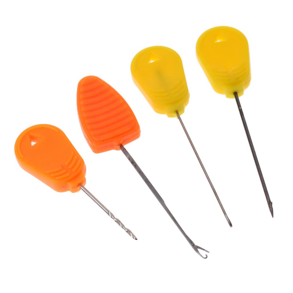 4Pcs Carp Fishing Baiting Needle Set Carp Fishing Baiting Needle and 18pcs Carp Hair Fishing Barbless Hooks