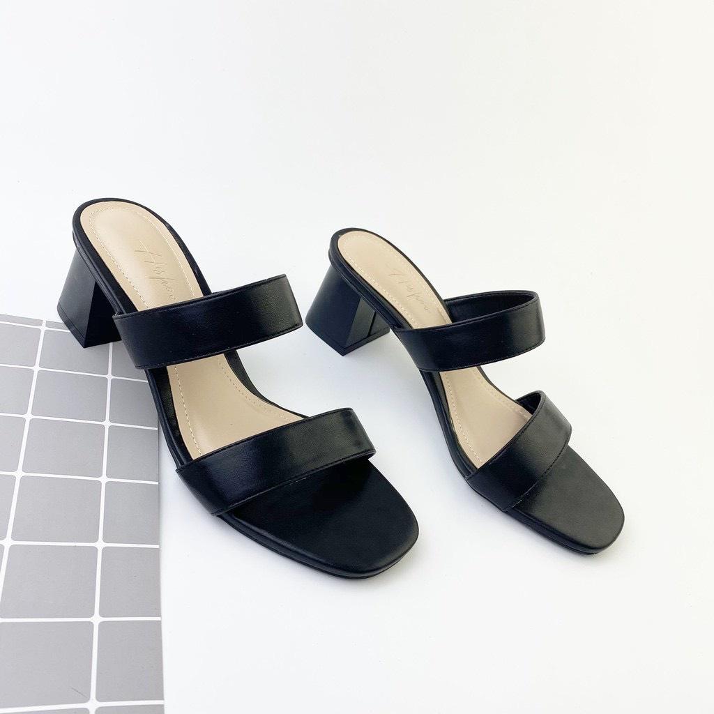 Guốc cao gót nữ 5p dáng sandal 2 quai ngang