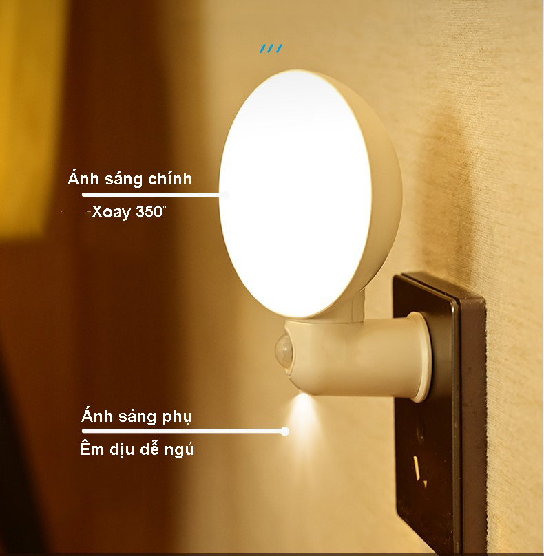 Đèn led cảm ứng chuyển động thông minh tự bật sáng khi phát hiện chuyển động, góc xoay 350˚, ánh sáng dịu nhẹ bảo vệ mắt