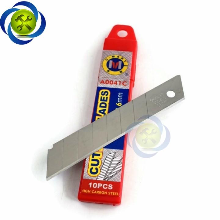 Lưỡi dao rọc giấy C-Mart A0041C 7 rãnh 10 lưỡi/hộp 100 X 18 X 0.5mm