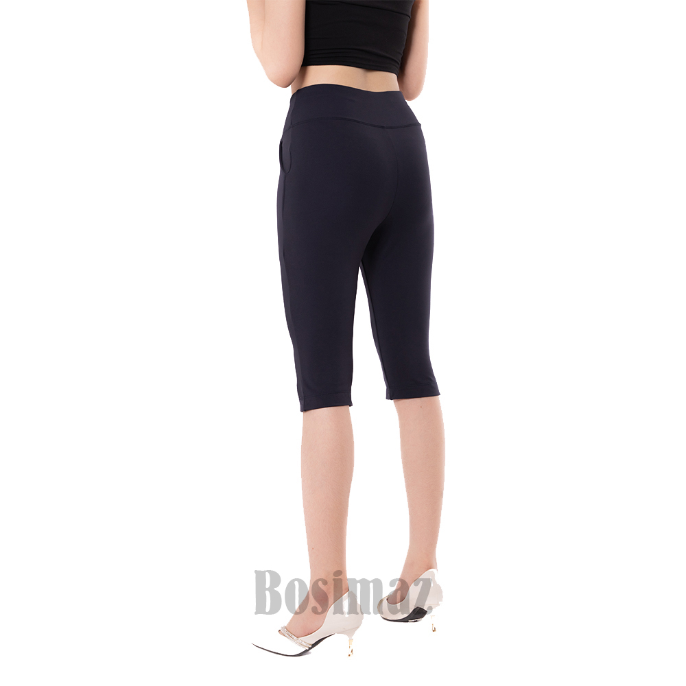 Quần Legging Ngố Bosimaz MS381 túi trước màu đen cao cấp, thun co giãn 4 chiều, vải đẹp dày, thoáng mát không xù lông.