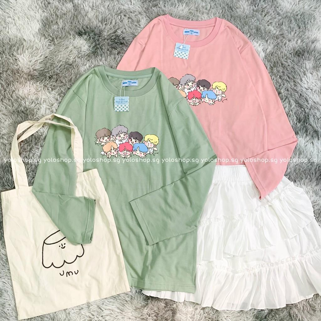 Áo Thun Tay Dài Unisex Form Rộng BTS Thu Đông