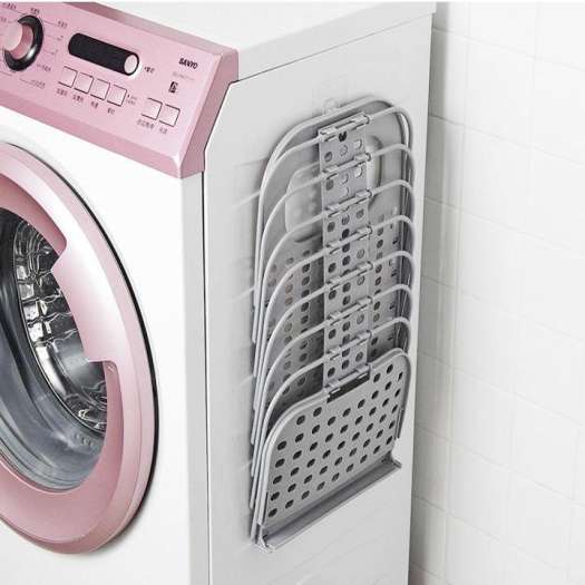 Giỏ nhựa treo tường đựng quần áo bẩn để giặt thiết kế gấp gọn khi không dùng đến, chất liệu nhưa PP dày dặn - Kệ treo cạnh máy giặt thông minh