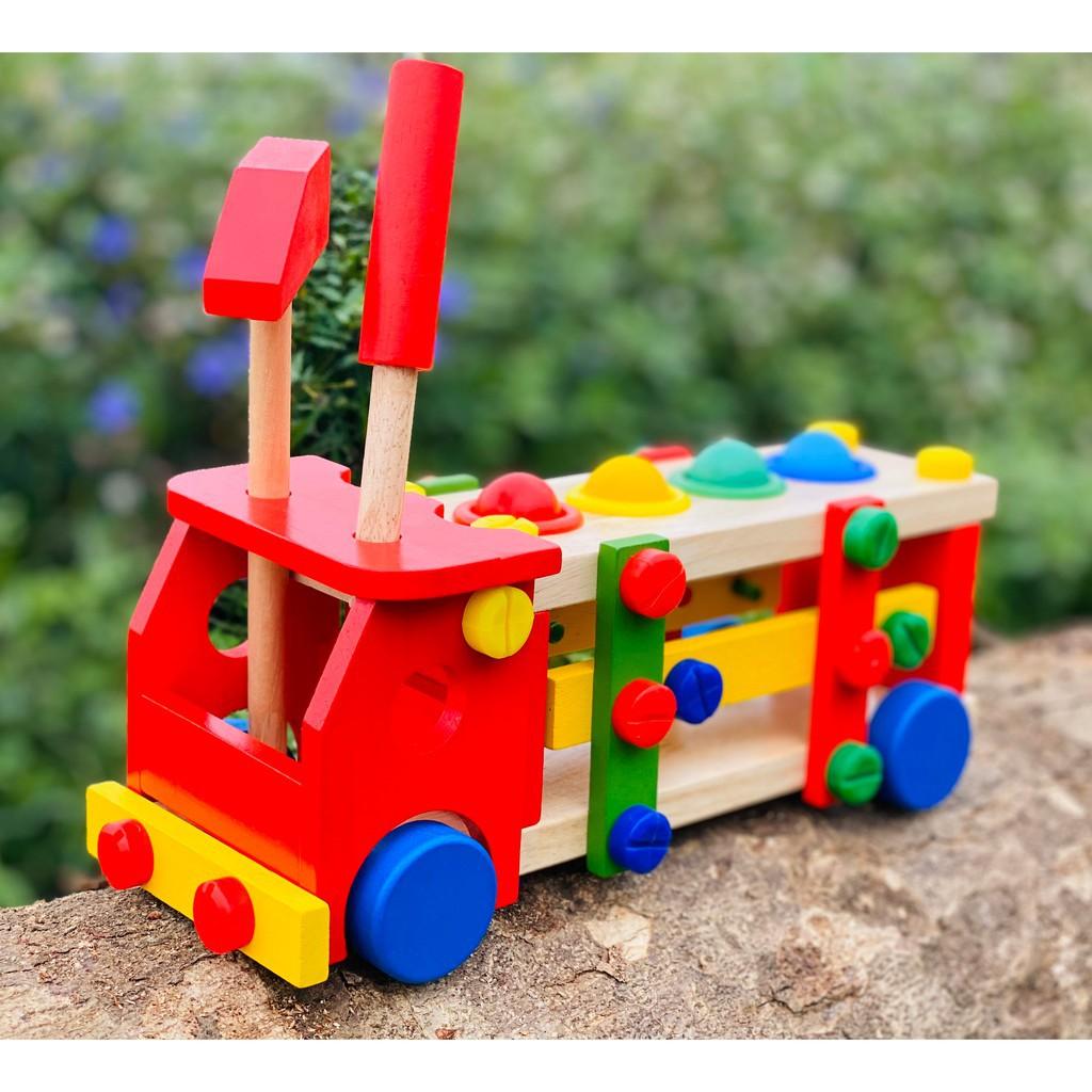 Đồ chơi xe lắp ráp, đập bóng cho bé vui chơi
