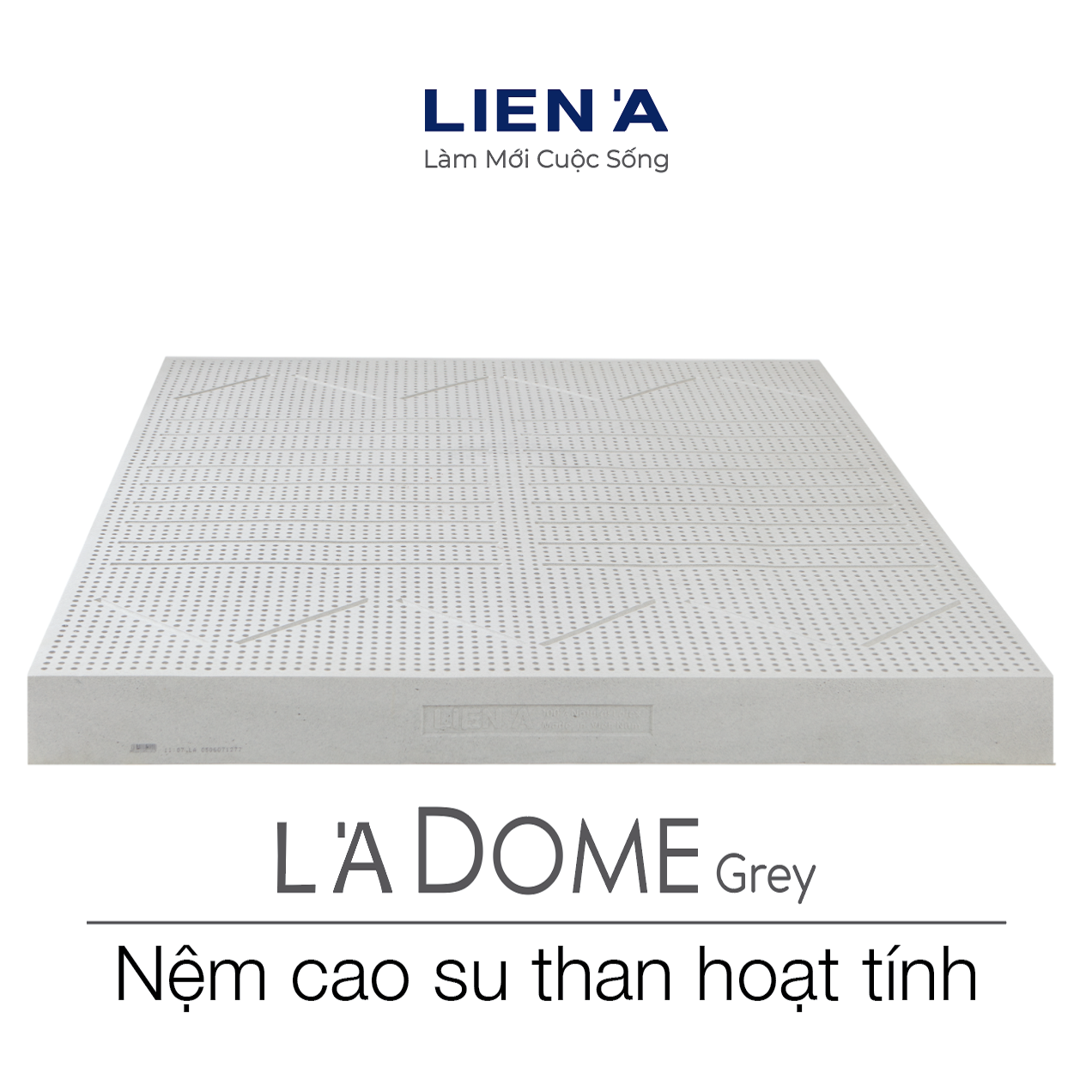 Nệm Cao Su Liên Á Ladome Grey Cao 10cm - Giường Đơn - Cao Su Thiên Nhiên 100