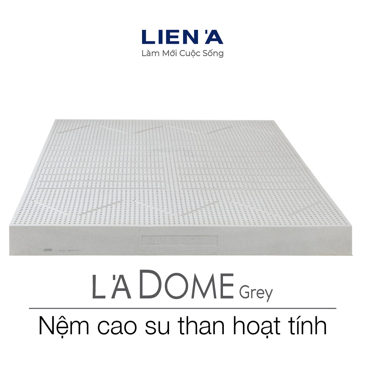 Nệm Cao Su Liên Á Ladome Grey Cao 10cm - Giường Đơn - Cao Su Thiên Nhiên 100%