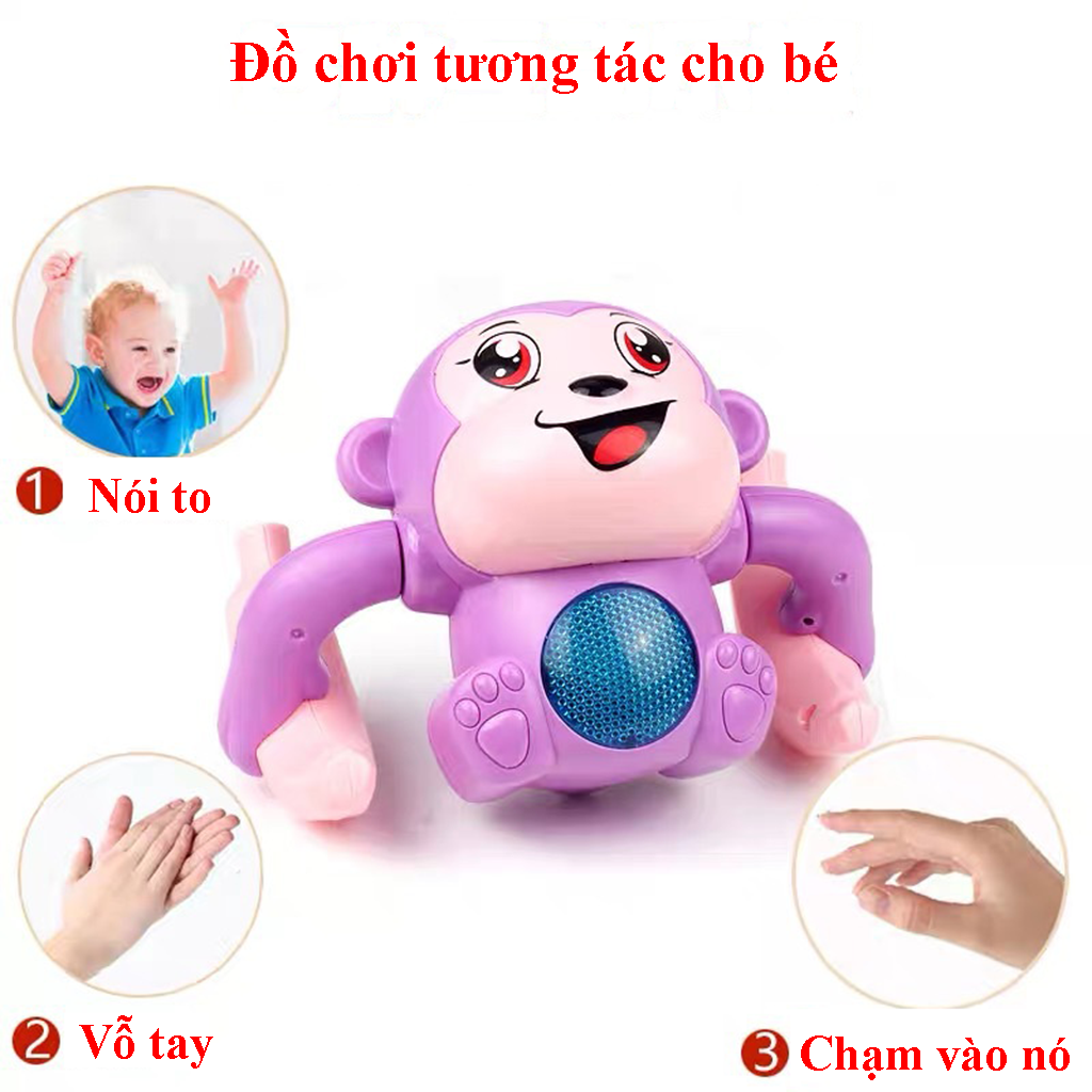 Đồ Chơi Cho Bé Khỉ Con Nhào Lộn 360 Có Đèn Nhấp Nháy