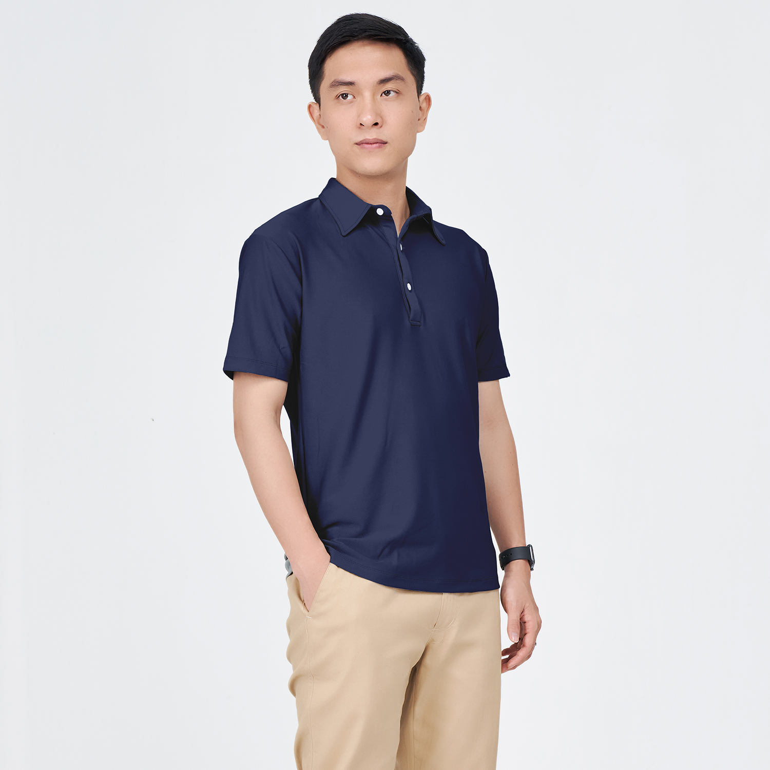 Áo Polo Nam Trơn Rough Vải Cotton Cá Sấu, Form Suông Basic