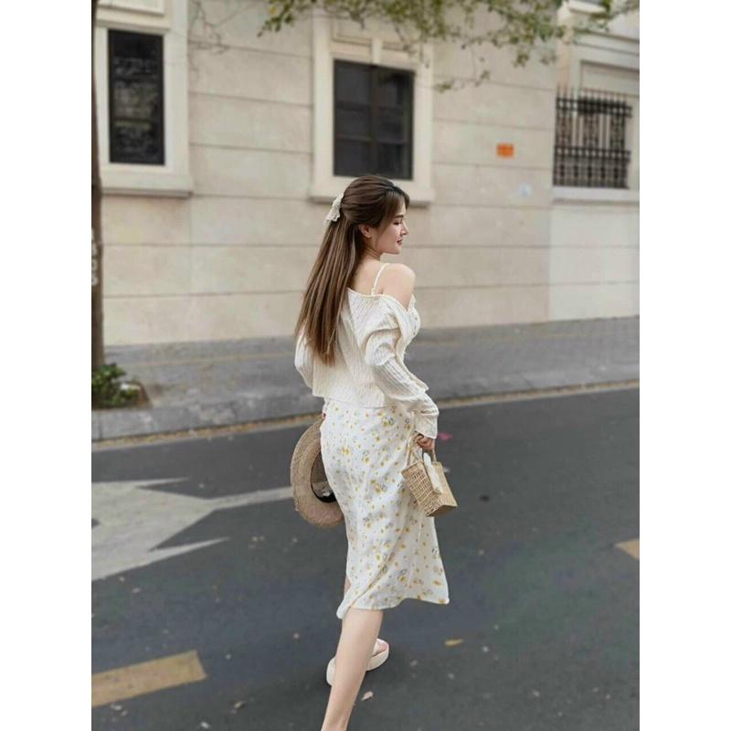 ĐẦM XỐP HOA KÈM ÁO KHOÁC