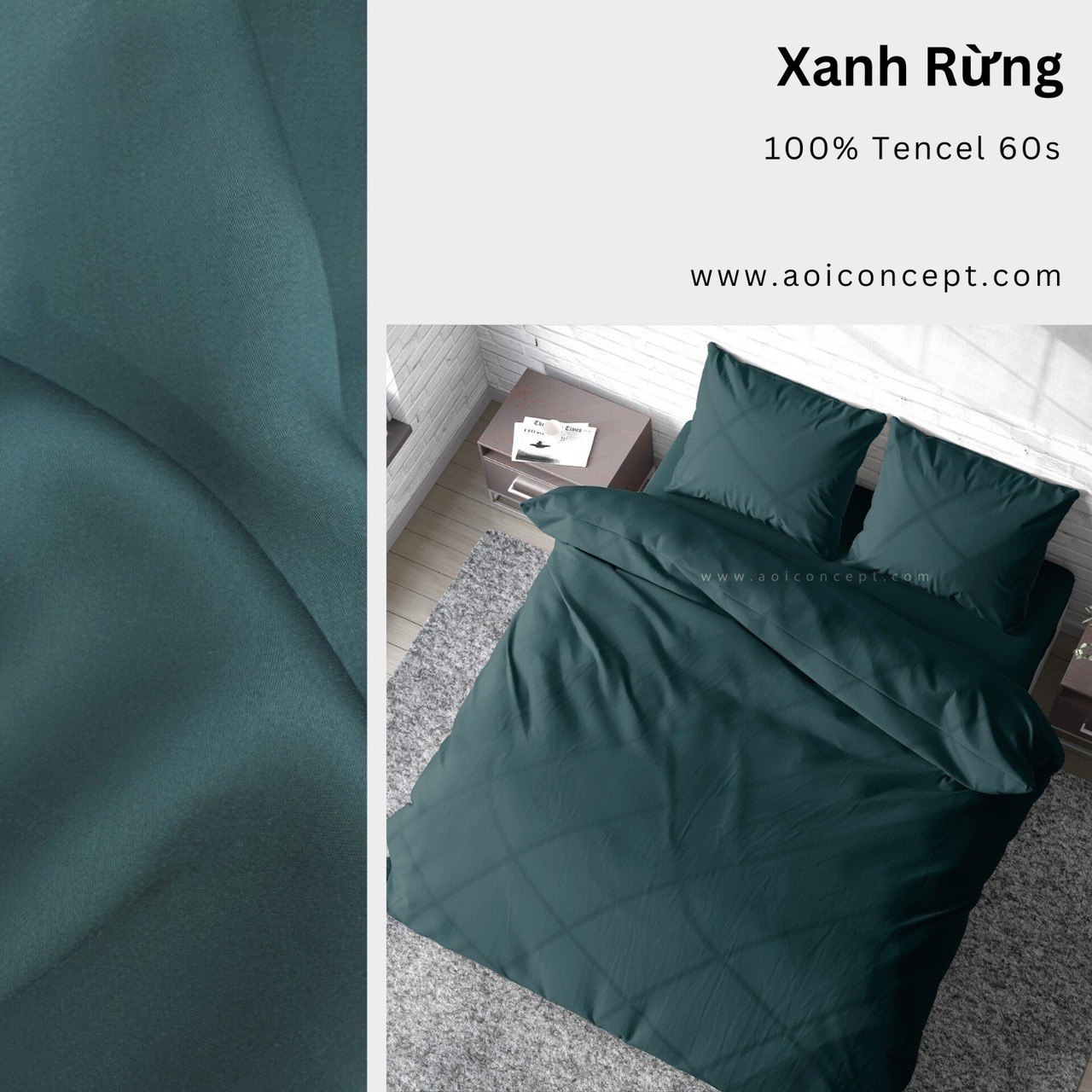 Bộ Chăn Ga Gối 4 Món Lụa Tencel Size 1m6 x 2m Trơn Nhiều Màu À Ơi Concept cao cấp Hàn Quốc