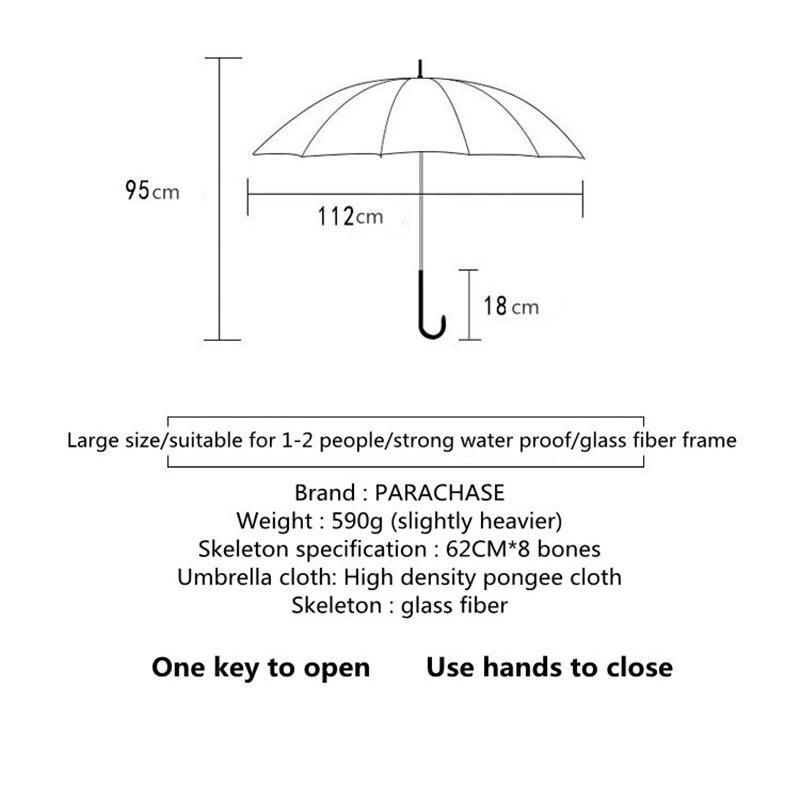 Ô dù cao cấp PARACHASE cán dài chống tia UV - Mẫu 112cm