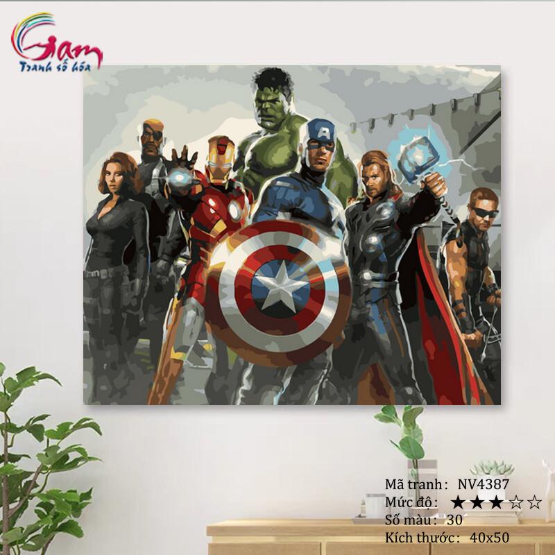 Tranh tô màu theo số nhân vật Siêu anh hùng Avengers GAM NV4387