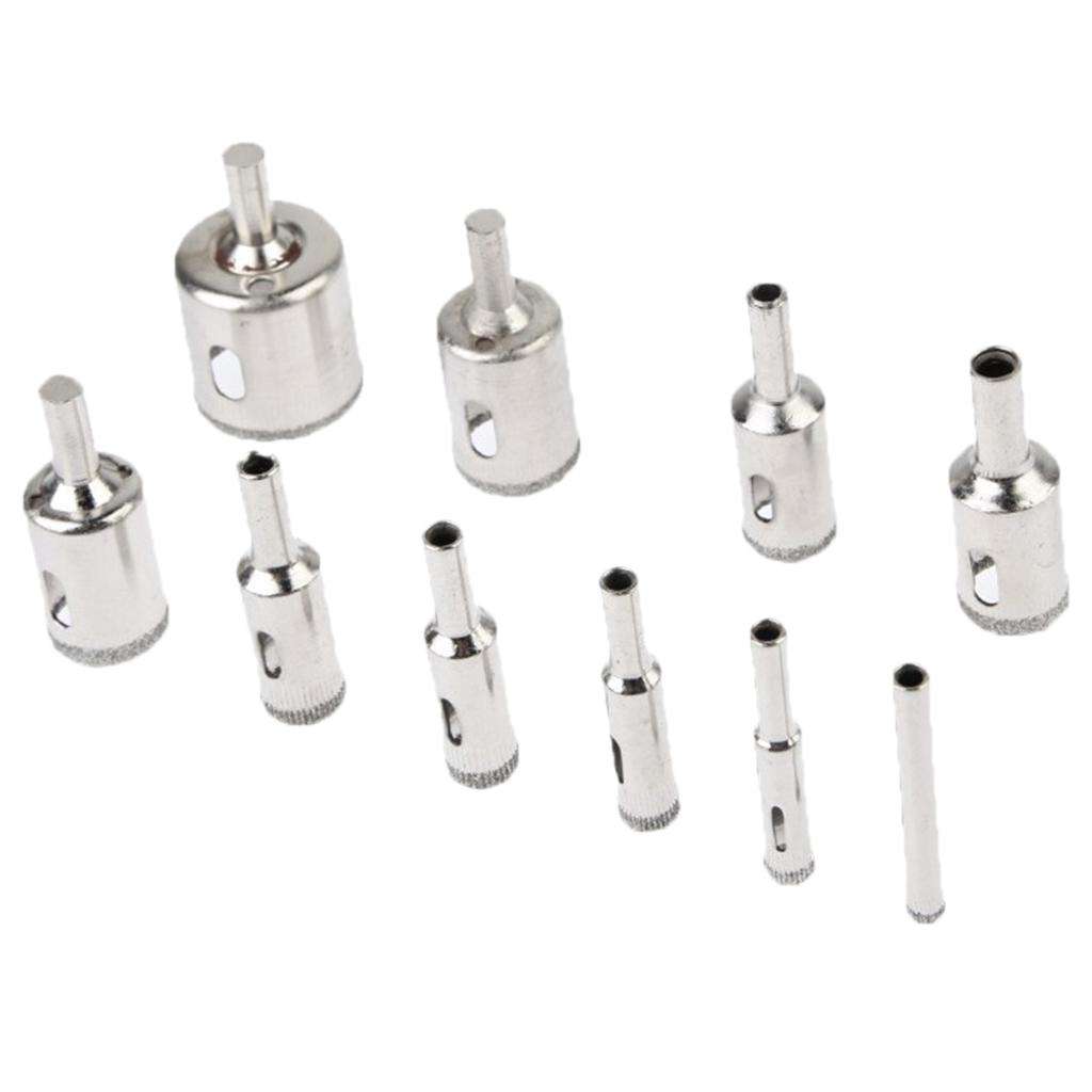 10 Chiếc Kim Cương Lỗ Cưa Bộ Mũi Khoan/Đá Cẩm Thạch Kính Cường Lực Cắt 6-32 Mm, hiệu Quả
