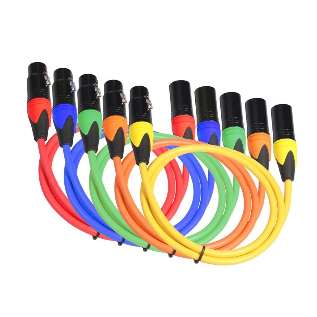 XLR-M to XLR-F 3  Contacts Balanced Mic Audio Cable 5 Colors 3 ft