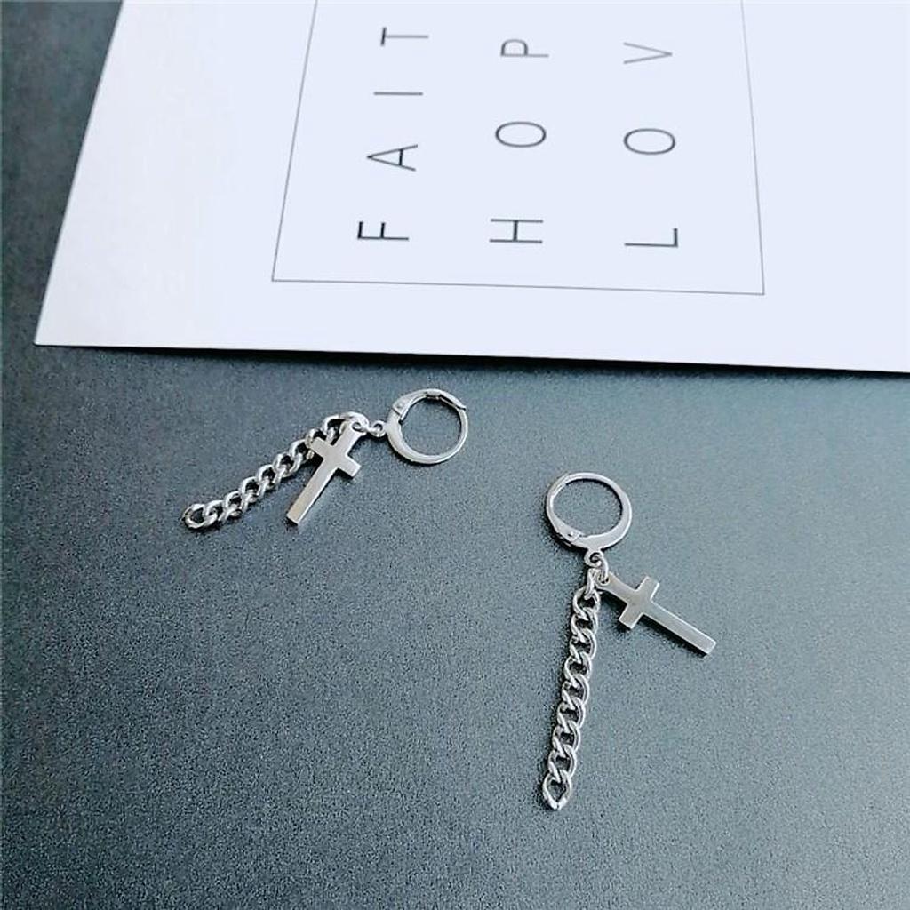 Bông tai nam nữ bất đối xứng unisex