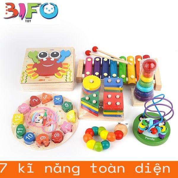 Combo đồ chơi giáo dục bằng gỗ phát triển trí tuệ, an toàn cho bé