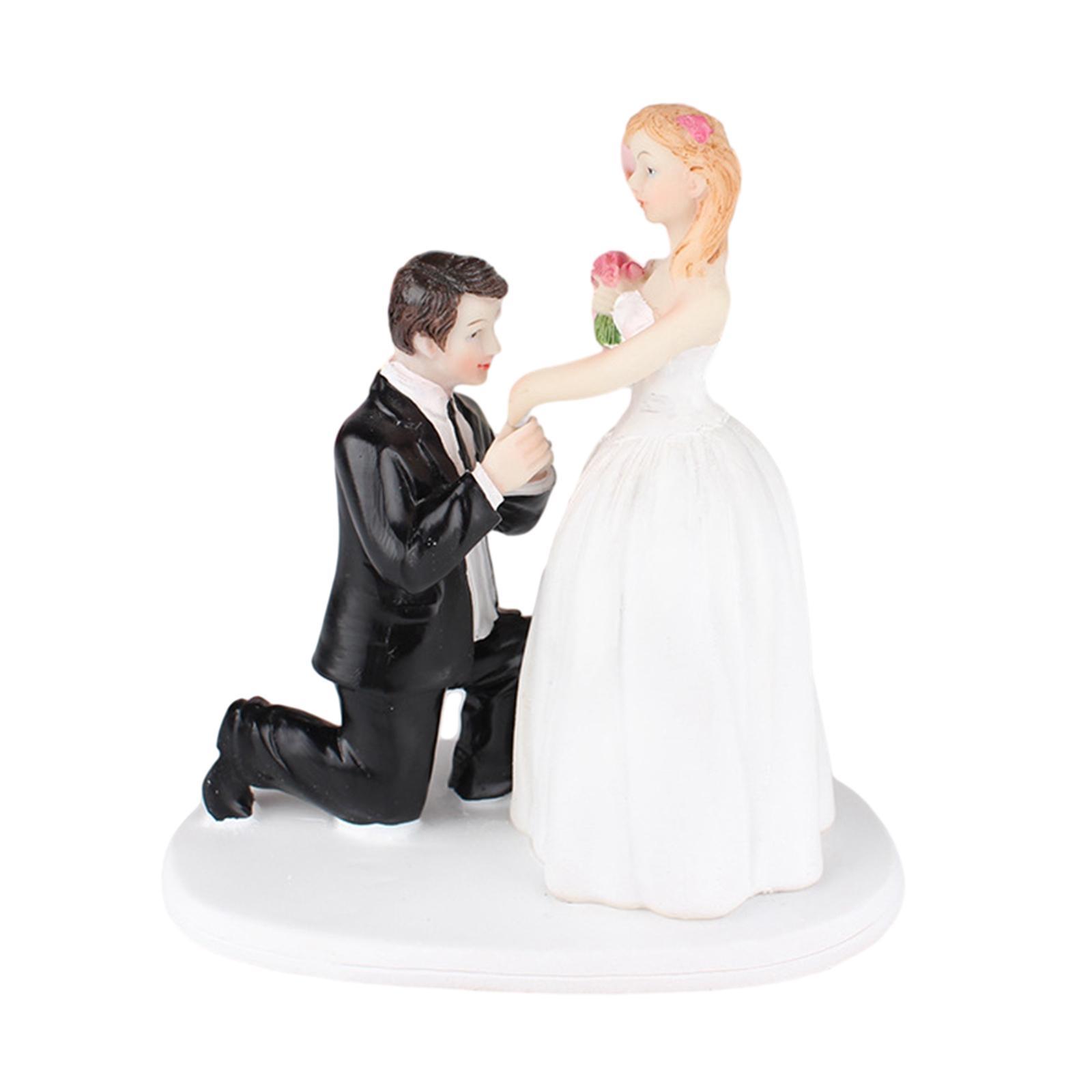 Rustic Wedding Cake Topper Bride and Groom Figurines Keepsake Cake Decoration Ornament Wedding Cake Dolls Topper for Birthday