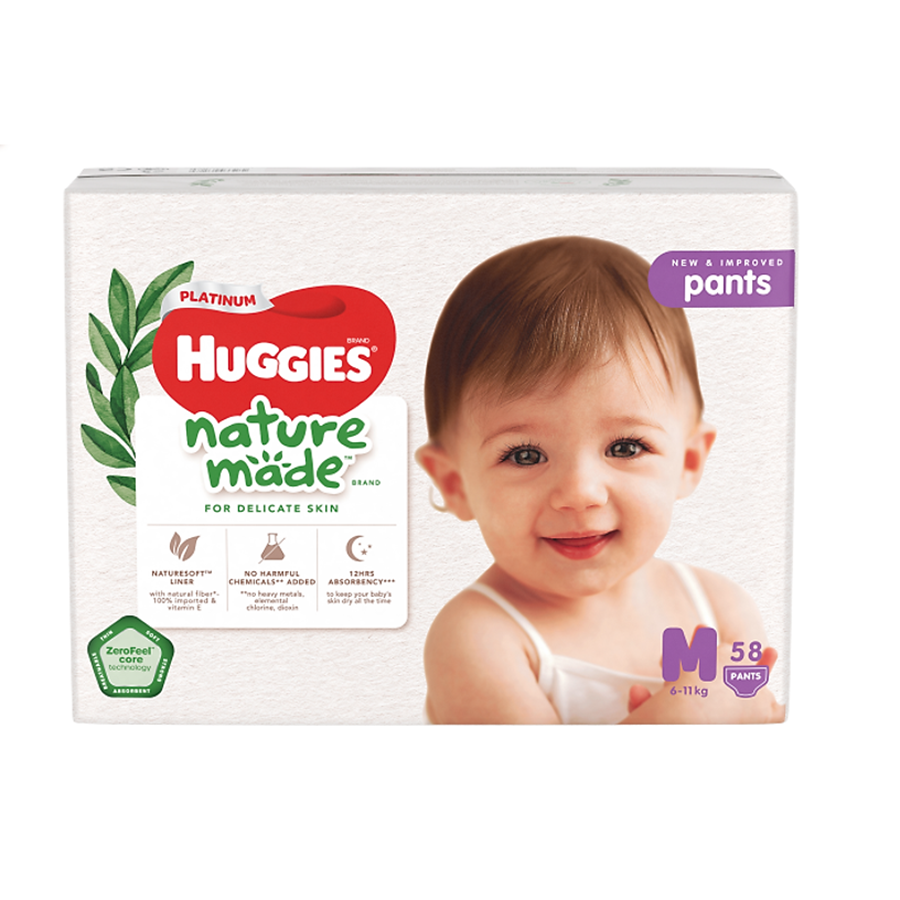Tã Quần Huggies Platinum Nature Made Size M (58 Miếng)